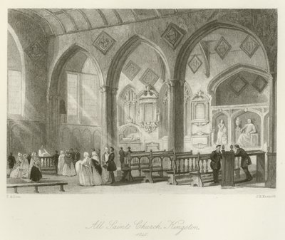 All Saints Church, Kingston, 1840 av after Thomas Allom