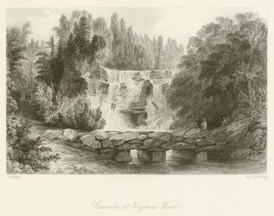 Cascade vid Virginia Water av after Thomas Allom