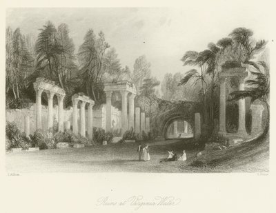 Ruiner vid Virginia Water av after Thomas Allom