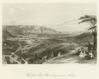 Utsikt från Box Hill, mot Norbury av after Thomas Allom