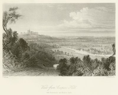 Utsikt från Coopers Hill, med Runnemede och Windsor Castle av after Thomas Allom