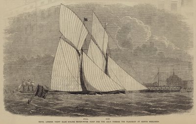 Royal London Yacht Club Sailing Match, Romp och Julia passerar flaggbojen vid North Woolwich av after Thomas Harrington Wilson