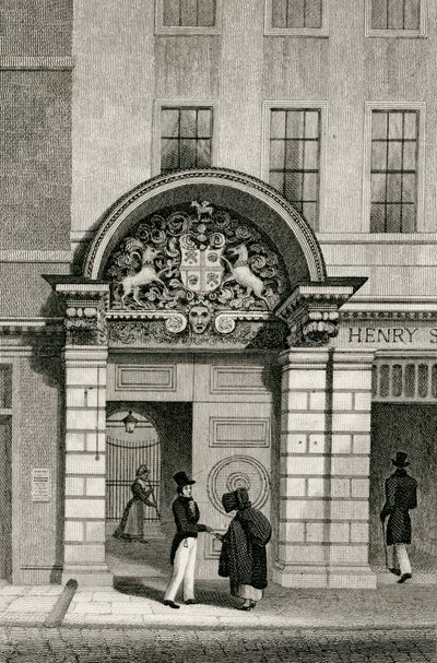 Barber Surgeons Hall, Monkwell Street, 1830 av Thomas Hosmer after Shepherd