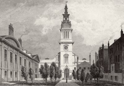 Christ Church och en del av Christs Hospital, 1831 av Thomas Hosmer after Shepherd