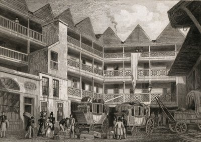 The Old Bull and Mouth Inn, St Martins-le-Grand, 1831 av Thomas Hosmer after Shepherd