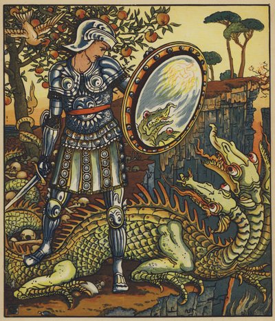 Prins Cheri och draken av after Walter Crane