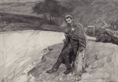 Jude vid milstolpen: scen från Thomas Hardys roman Jude the Obscure av after William Hatherell