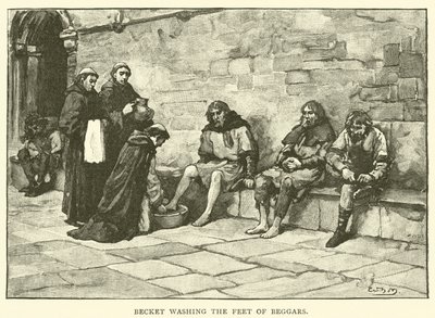 Becket tvättar tiggares fötter av after William Henry Margetson
