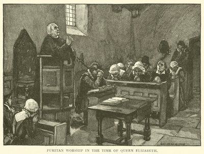 Puritansk dyrkan på drottning Elizabeths tid av after William Henry Margetson