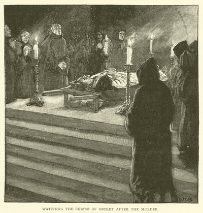Tittar på liket av Becket efter mordet av after William Henry Margetson