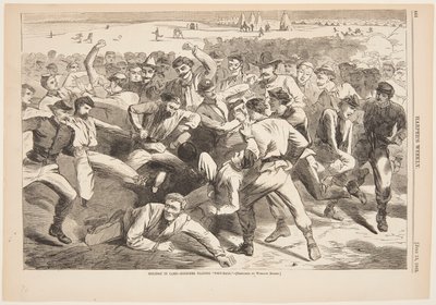 Semester i lägret – Soldater som spelar "fotboll" av Winslow Homer