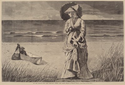 På stranden - två är företag, tre är inga av Winslow Homer