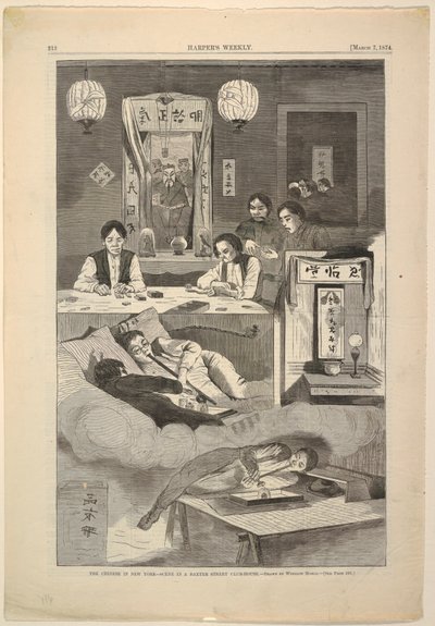 Kineserna i New York – Scen i ett klubbhus på Baxter Street av Winslow Homer