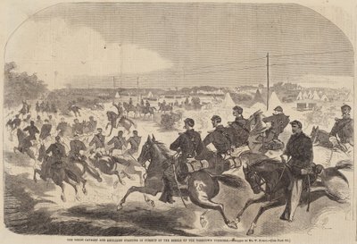Unionens kavalleri och artilleri börjar i jakten på rebellerna uppför Yorktown Turnpike av Winslow Homer