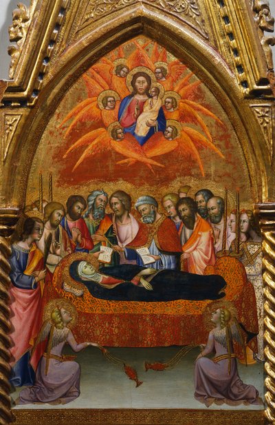 Altartavla med scener av Jungfru: sovsal av Bartolo di Fredi (1330-1410) av also Manfredi de Battilori Bartolo di Fredi