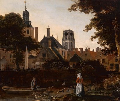 Holländska: Stadsgezicht te Rotterdam met de Sint Laurenstoren Vy över Rotterdam, med tornet på St. Laurenskerk av anonymous 