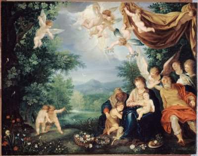 Franska: Le Repos de la Sainte Famille pendant la fuite en Égypte (Den heliga familjen vilar under flykten till Egypten) av anonymous 