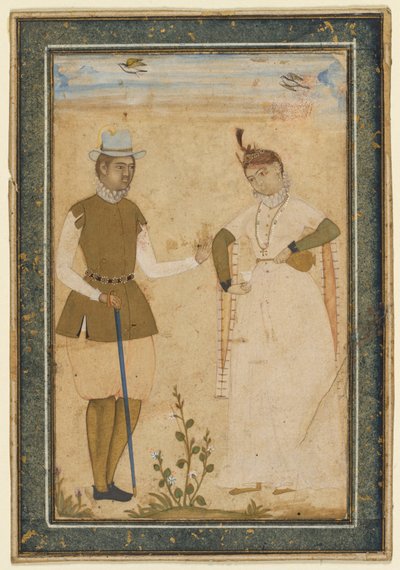 Ett europeiskt par av attributed to Ali Riza, the "Bodleian Painter"