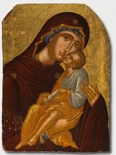 Ikon för Guds moder och spädbarnet Kristus (Jungfru Eleousa) av attributed to Angelos Akotantos (Greek, d. 1450)