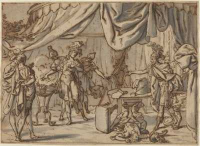 Mucius Scaevola av attributed to Bernardo Castello