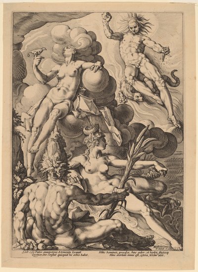 De fyra elementen av attributed to Jacob Matham, after Hendrick Goltzius
