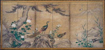 Fåglar och blommor av attributed to Kano Mitsunobu
