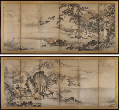 De fyra prestationerna av attributed to Kano Shōei