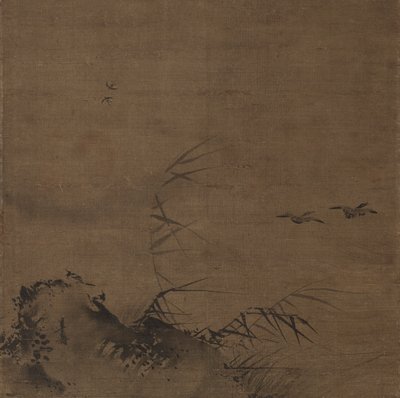 Vattenfåglar och vass av attributed to Liang Kai