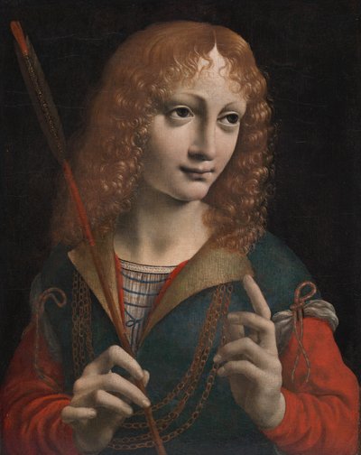 Porträtt av en ungdom som Saint Sebastian av attributed to Marco d