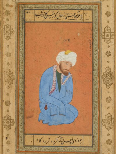 Porträtt av en knästående helig man, från Prince Salim Album av attributed to Mir Sayyid Ali (Persian, active in India