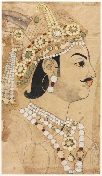 Porträtt av Maharaja Pratap Singh (1764–1803) av attributed to Sahib Ram