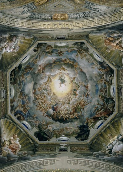 Jungfruns antagande, från kupolens tak, 1526-30 av Antonio da Correggio