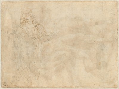 Knästående kvinna [verso] av called Bertoia Jacopo Zanguidi