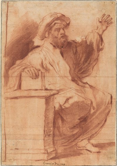 Sittande profet av called Guercino Follower of Giovanni Francesco Barbieri