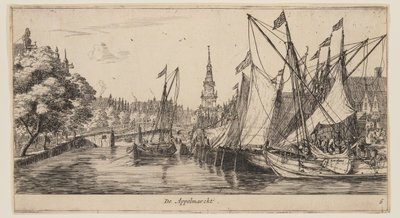 De Appelmarckt, från Vyer över Amsterdam av called Zeeman Reinier Nooms