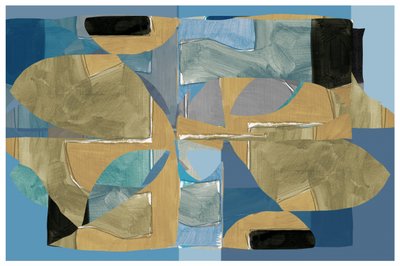 Blått och brunt abstrakt collage av cartissi