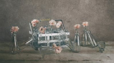 Vintageflaskor med blommönster av chenyi wang