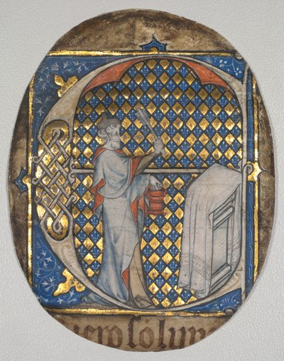 Fragment från en talarbibel: Inledande E[t fecit Josias] med Josiah Aspersing the Altar av circle of Master Honoré