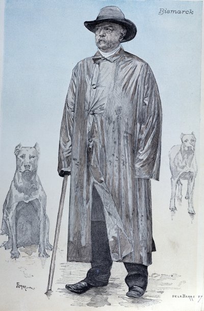 Kansler Bismarck och hans hundar, omslagsillustration från La Revue Illustree graverad av Florian, oktober 1887 av de La Barre