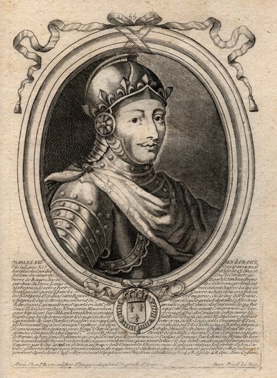 Porträtt av Karl VIII (1470-1498) Fransk kung av Valois-dynastin - Karl VIII (1470-98) Frankrikes kung - gravyr från 