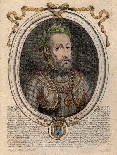 Porträtt av Henrik II (1519-1559) Kung av Frankrike - Henrik II (1519-59), kung av Frankrike - gravyr från 