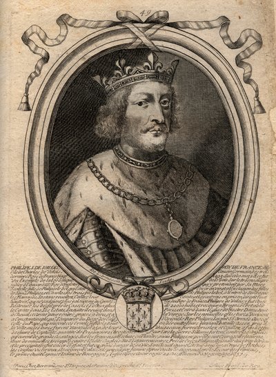 Porträtt av Philippe VI av Valois (1294 - 1350), kung av Frankrike - Filip VI av Valois (1293-1350) kung av Frankrike - gravyr från 