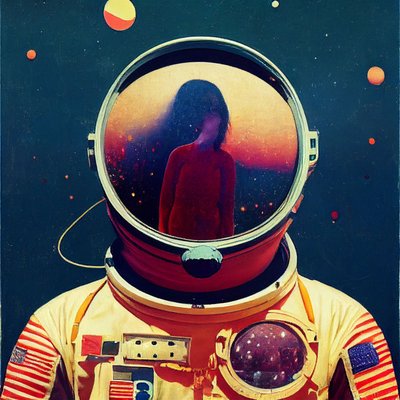 Abstrakt astronautmålning i rymden, väggkonst | Canvastavlor av F. Abderrahim