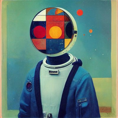 Abstrakt målning, rysk astronaut, väggkonst | Canvastavlor av F. Abderrahim