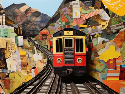 Bergbanan tågstation Collage Stickers, Canvastavlor på begäran av F. Abderrahim