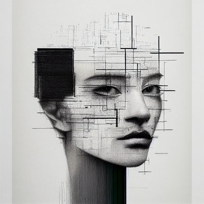 Minimalism Human Face Drawing, konsttryck på begäran av F. Abderrahim