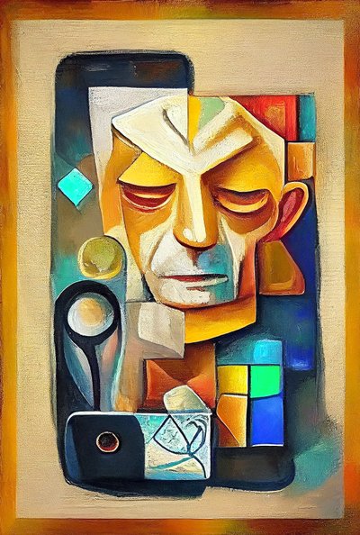 Picasso-inspirerad konst, abstrakt surrealistisk målning, väggkonst print on demand av F. Abderrahim