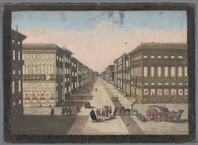Gezicht op de Strada Nuova te Genua Utsikt över Strada Nuova av familie Remondini (attributed to)