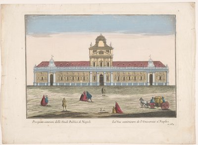 Utsikt över universitetet i Neapel Prospetto esteriore degli Studi Publici di Napoli (titel på objektet) av familie Remondini (attributed to)