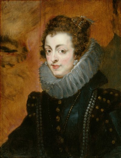Porträtt av Isabella av Bourbon, ca. 1630. av follower of Flemish,. Peter Paul Rubens